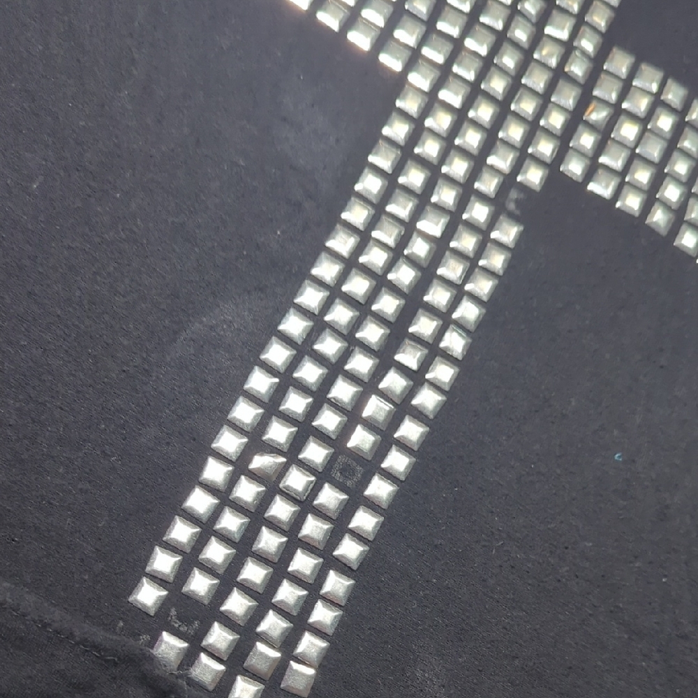 Black Tank Top with Studded Cross Design - Picture 2 of 3